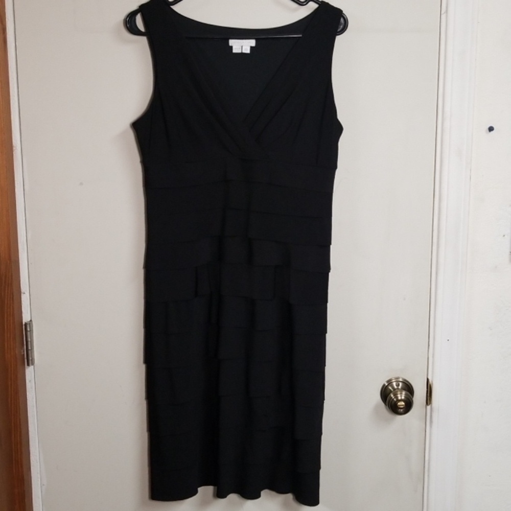 London Times layered black dress